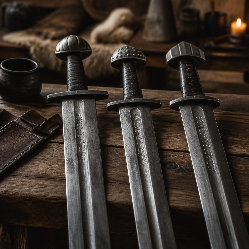 Inlaid names: Ulfberht and Ingelrii : Viking age sword types: Petersen, Wheeler and Geibig